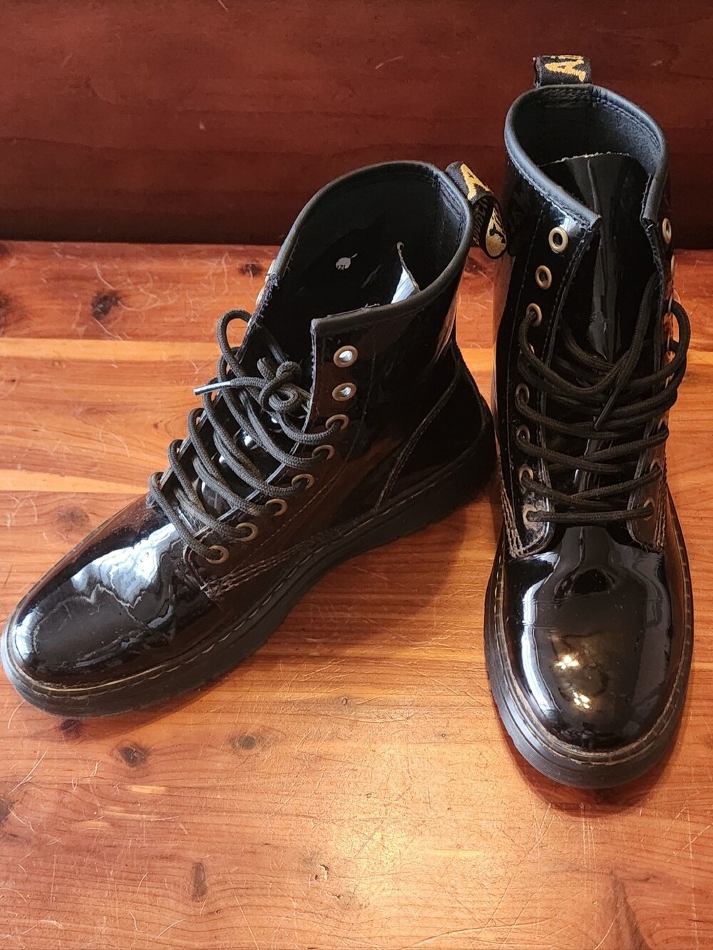 Dr Martens Zavala Black Patent Lace-Up Women’s Combat Boots